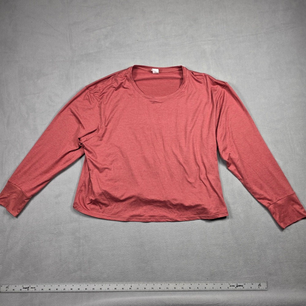 Xersion Tee Women 1X Eastern Red Hthr Crew Neck Long Sleeve Quick-Dri Soft